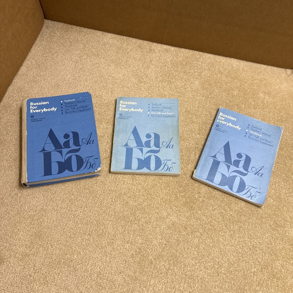 RUSSIAN FOR EVERYBODY 3 Volumes Textbook/Workbook/Let's Talk & Read! 1986